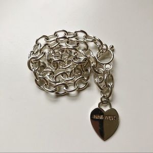 Nine West Silver Heart Chain Necklace